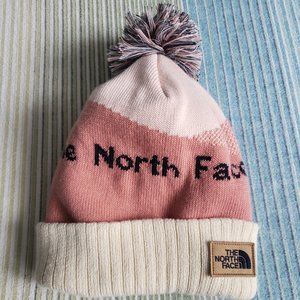 The North Face Winter hat, women's, pink and cream